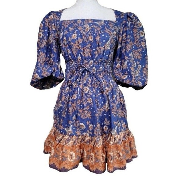 Revolve House of Harlow 1960 Floral Open Back Mini Dress Blue Women's Size Med - Picture 1 of 12